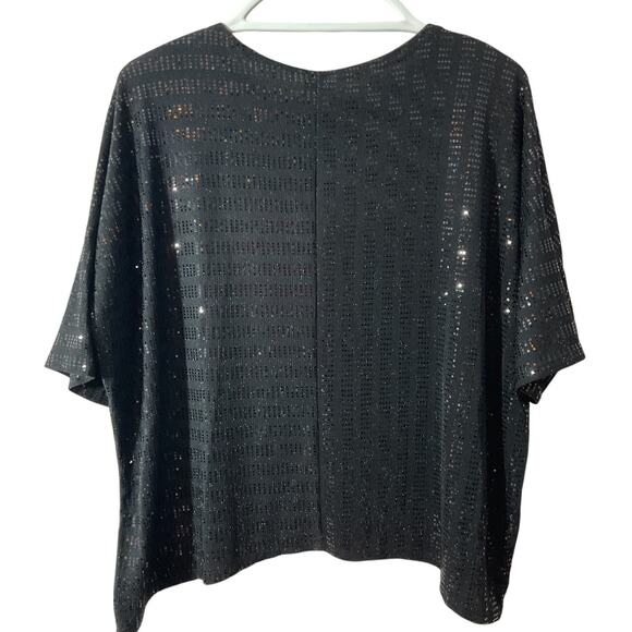 Clara Sun Woo Top Womens Sz S Knit Sparkle Black Boxy Short Sleeve Nice!  USA - Picture 2 of 6